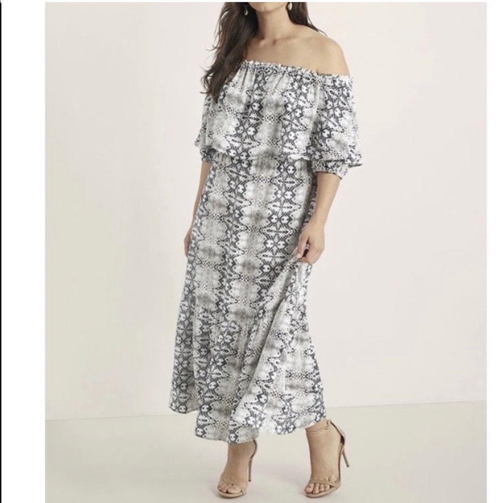 Eloquii Off Shoulder Snake Skin Maxi Dress 20 NEW